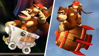 Donkey Kong Country Returns 3D - All Mine Cart & Rocket Barrel Levels (No Damage)