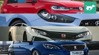 i30 N vs Golf GTI vs Civic Type R vs 308 GTi 2018 hot hatches comparison review