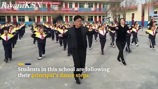 Chinese school principal teaches students shuffle dance HD