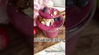 PINK CHIA CREAM *PAM APP RECIPE* PAMELA REIF (so creamy) with Naturallypam granola Jengoesnuts