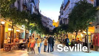 [4K]🇪🇸Seville, Spain: Evening Walk: Barrio de Santa Cruz😍 "Old Town" /Tapas Tour🍷 Feb. 2022