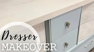 EXTREME DRESSER MAKEOVER- from DARK & DINGY to BRIGHT & MODERN | wood & paint mix