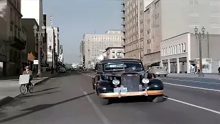 1940s - Downtown Los Angeles in color [60fps,Remastered] w/sound design added