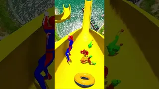 GTA 5 Water Slides Ragdolls | Spider-Man vs Flash Jumps / Fails ep.151 #shorts