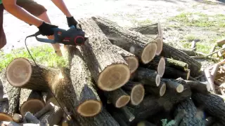 Работа электропилы от генератора (Electric chain saw is powered by a gasoline generator)