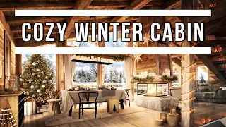 Cozy winter cabin ambience with crackling fireplace