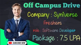 Off Campus Drive from Syniverse // Freshers Apply // CTC : 7.5 LPA// must Apply #jobs #placement