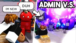 i Pretended to be a NOOB then used ADMIN COMMANDS.. (Roblox The Strongest Battlegrounds)