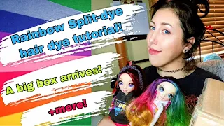 Rainbow Split-Dye hair dye tutorial for Rainbow High Dolls