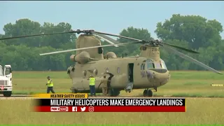 Military helicopters make emergancy landing