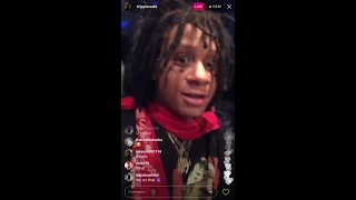 Trippie Redd gets jumped by 6ix9ine, Trippie Redd has a busted lip. (Instagram  Live 11/11/2017)