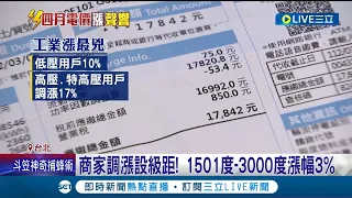 民生到工業通通漲! 一年不到台灣電價再調漲 新電價平均漲幅11% 住宅用電700度以下不調漲.商家調漲設級距漲幅3%｜記者 廖研堡 鍾至瑋｜【LIVE大現場】20230317｜三立新聞台