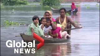 Heavy flooding in parts of India and Bangladesh force millions from their homes