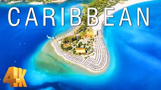 FLYING OVER CARIBBEAN SEA (4K UHD) - Peaceful Piano Music & Amazing Beautiful Nature Scenery For TV