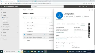 Microsoft Onedrive - change storage size and give other people access to user's onedrive