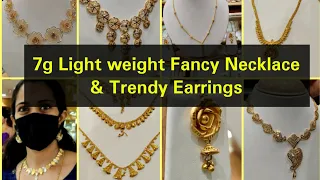 7g light weight, Fancy Gold Necklace Collections | Turkey, Kuwait, Rose Gold Necklace & Earrings