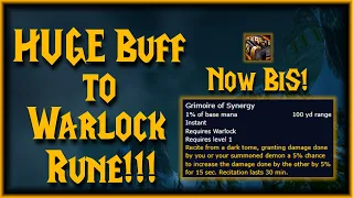 HUGE WARLOCK RUNE BUFF! Grimoire of Synergy is the new BiS rune