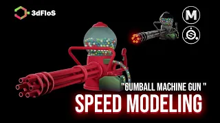 Gumball Machine Gun Speed Modeling - Autodesk Maya 2020, Substance 3D Painter
