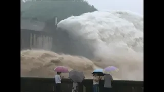 Yellow River flood Regulation Creates Huge Waterfall in central China