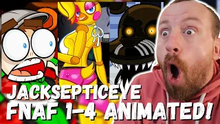 WATCHING Jacksepticeye FNAF ANIMATIONS for the FIRST TIME! (Fnaf 1-4 REACTION!)