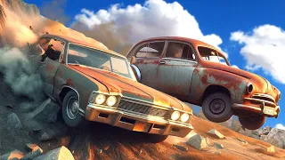 Racing OLD RUSTY CARS Down a Mountain was a BAD IDEA in BeamNG Drive Mods!