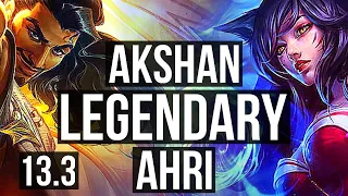 AKSHAN vs AHRI (MID) | 14/0/5, Legendary, 800+ games | EUW Diamond | 13.3