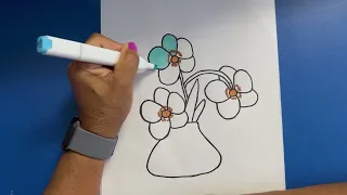 Dibujo De Girasol y Florero