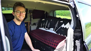 Engineer builds a campervan in a Dodge Grand Caravan | Solar electricity, running water, fridge