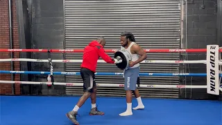 TROY ISLEY PLACING THUDDING BODY PUNCHES DURING BODY MITT DRILL AT TOP RANK GYM | TRAINING FOOTAGE