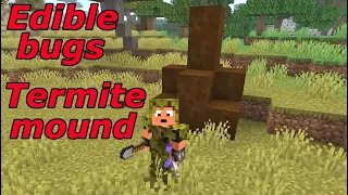 Edible Bugs - Termite Mound Minecraft Mod showcase. Let´s Dig up bugs and eat them raw or fry them