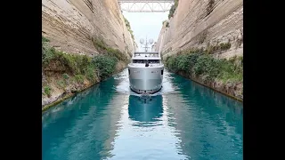 Amazing Superyacht going through the Corinth Canal.