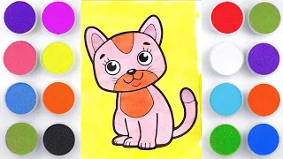 Sand painting cat for kids