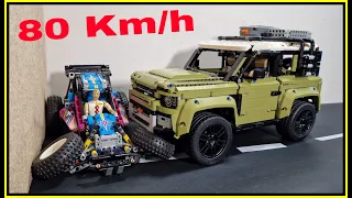 Land Rover Defender VS off Road Buggy 💥 80 Km/h 💥 Lego Technic CRASH test - Launched by hand