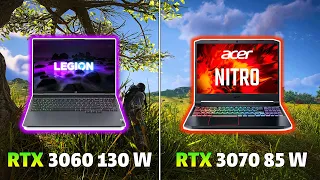 RTX 3060 130 Watt Laptop vs RTX 3070 85 Watt Laptop Benchmarks | Test in 6 Games |