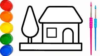 How To Drawing House Easy And Beautiful With Colour #howtodrawhouse