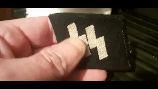 WW2 UNUSED DACHAU STORES LIBERATED WAFFEN SS RUNE COLLAR TAB