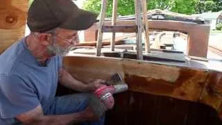 Stripping and sanding varnish with a heat gun to prep for new coats