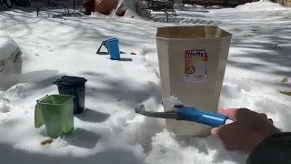 Trash Day With Mini Bins In The Snow