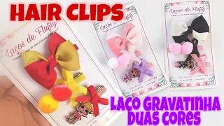 COMO FAZER HAIR CLIPS PASSO A PASSO. Laço Gravatinha duas cores