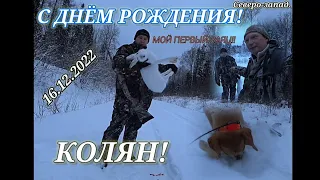 Охота на ЗАЙЦА с  молодой Русской гончей. ВИДЕО В ЧЕСТЬ ДНЯ РОЖДЕНИЯ КОЛЯНА!