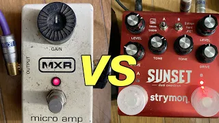 Strymon Sunset Jfet vs MXR Micro amp with Strymon Iridium Round(no talking)