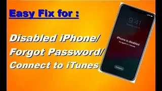 how to fix a disabled iPhone 5 5s 6 6s 6plus 6s plus- connect to iTunes- Forgotten Password