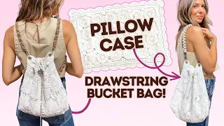 DIY- EASY Drawstring Bucket Bag! 2 IN 1 BACKPACK! (THRIFT FLIP)