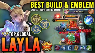 SAVAGE!! LAYLA BEST BUILD & EMBLEM 2023 | TOP GLOBAL LAYLA GAMEPLAY - MOBILE LEGENDS