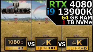World of Tanks | 1080p vs 1440p vs 2160p | RTX 4080 | i9 13900K | 64GB RAM | 1TB NVMe