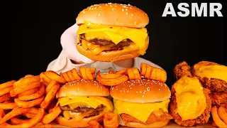 ASMR TRIPLE CHEESEBURGER 🍔 + FRIED CHICKEN 🍗  + FRIES 🍟 (Eating Sound) | MAR ASMR