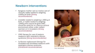 WHO recommendations to improve preterm birth outcomes