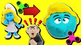 Smurfette PlayDoh Drill N Fill Head Fidget Spinner Game! Brainy, Clumsy, Papa Smurf, Gargamel, Hefty