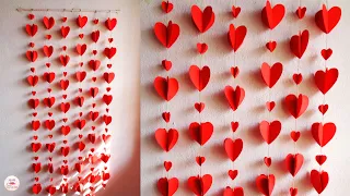 DIY Paper Heart Wall Hanging|Wall Decoration Ideas|Paper Crafts|DIY|Valentines Day Room Decor Ideas