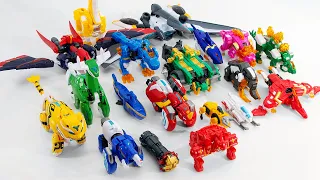 MiniForce SuperDino7 GiantSaver Human Sky Earth ShenShouJinGang5 GodBeastKing Transformation